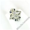 Image 3 : Art Deco 18kt White Gold Euro Cut Diamond & Sapphire Filigree Dinner Ring