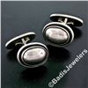 Image 2 : Vintage Georg Jensen Sterling Silver Plain Puffed Oval Button Cuff Links #44B