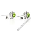 Image 4 : New 18kt White Gold 2.20 ctw Checkerboard Cut Peridot & Diamond Halo Stud Earrin