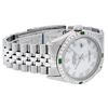 Image 5 : Rolex Mens Stainless Steel Silver MOP Roman 36MM Diamond & Emerald Datejust