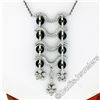 Image 1 : 18kt White Gold 1.15 ctw Black Onyx and Diamond Flower Dangle Pendant Necklace