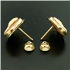 Image 5 : Vintage 14K Yellow Gold Oval Carved Shell Cameo Framed Screw Back Stud Earrings