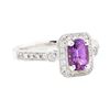 1.36 ctw Oval Mixed Purple Sapphire And Round Brilliant Cut Diamond Ring - 14KT
