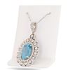 Image 2 : 5.17 ctw Aquamarine and 1.10 ctw Diamond 14K White Gold Pendant