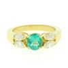 Image 2 : 18kt Yellow Gold 1.73 ctw Round Emerald and Marquise Diamond Ring
