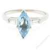 Image 1 : Vintage 14kt White Gold 1.20 ctw Marquise Aquamarine and Baguette Diamond Ring