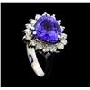 Image 4 : 5.25 ctw Tanzanite And Diamond Ring - 14KT White Gold