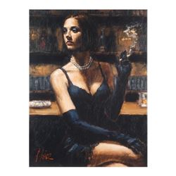 Fabian Perez, "Study Brunette At Bar" Hand Textured Limited Edition Giclee on Bo