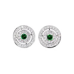 1.73 ctw Round Brilliant Tsavorite Garnets And Round Brilliant Cut Diamond Earri