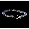 Image 3 : 12.46 ctw Oval Mixed Blue Sapphire And Round Brilliant Cut Diamond Bracelet - 14