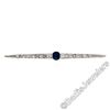 Image 1 : Art Deco 18kt White Gold 2.05 ctw Sapphire and Diamond Bar Pin Brooch