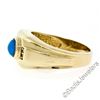 Image 5 : Men's 14kt Yellow Gold Oval Cabochon Turquoise Solitaire and Diamond Ring