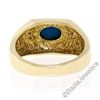 Image 7 : Men's 14kt Yellow Gold Oval Cabochon Turquoise Solitaire and Diamond Ring