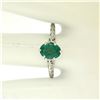 Image 4 : 14k White Gold 1.38 ctw Prong Set Oval Cut Emerald Filigree Solitaire Ring