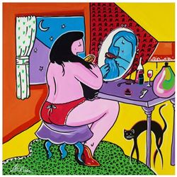 Rina Maimon, "Mirror Mirror" Original Acrylic Painting on Canvas; Hand Signed an