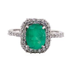 1.96 ctw Emerald and Diamond Ring - 14KT White Gold