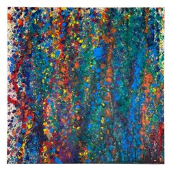 Wyland, "Abstract 5" Hand Signed Original Painting on Board with Letter of Authe