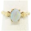 Image 2 : Vintage 14K Yellow Gold 0.65 ctw Petite Oval Cabochon Opal Solitaire Ring Size 6