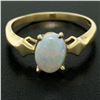 Image 8 : Vintage 14K Yellow Gold 0.65 ctw Petite Oval Cabochon Opal Solitaire Ring Size 6