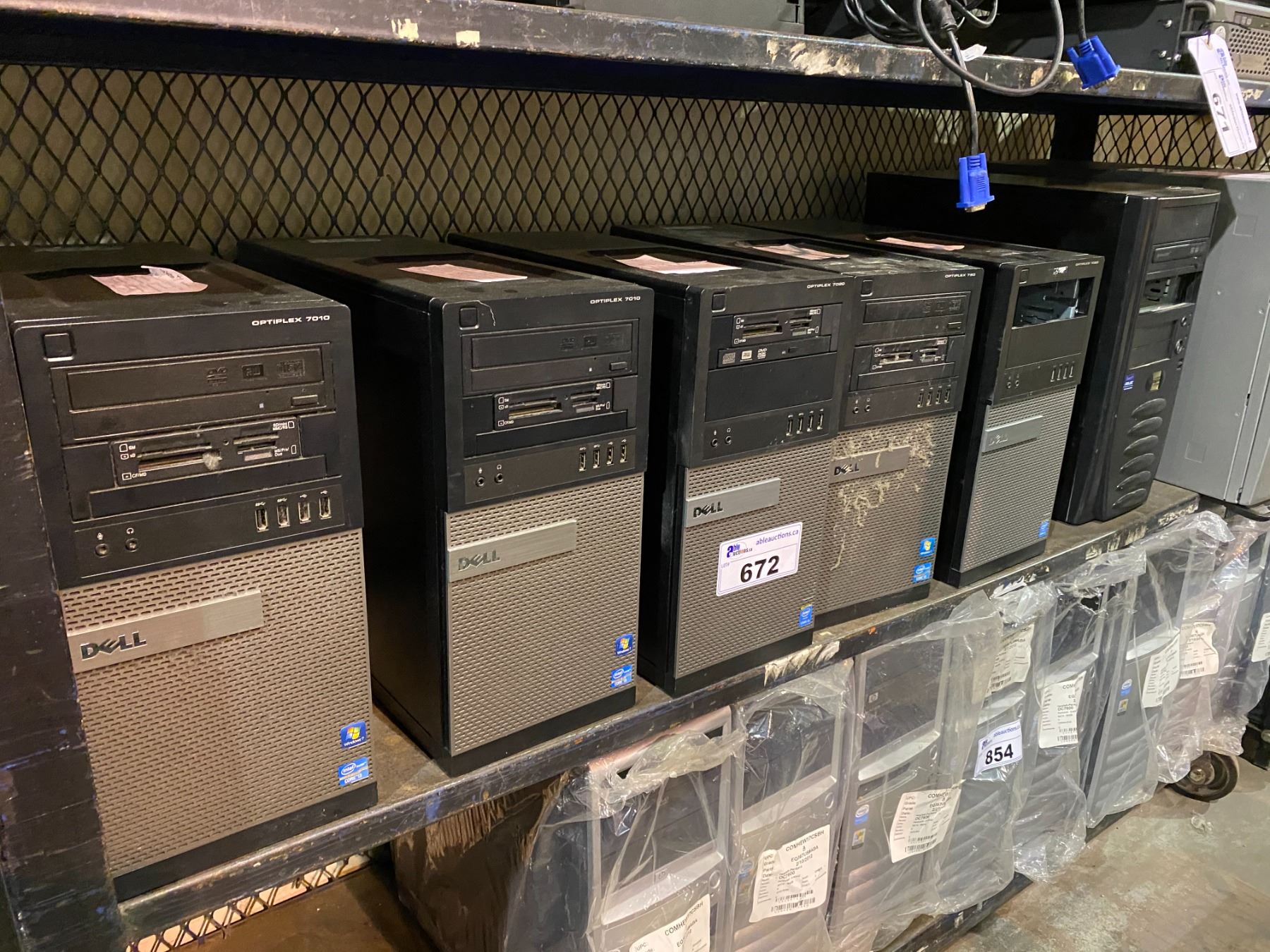 SHELF OF 8 ASSORTED DELL, AND GENERIC COMPUTERS - Able Auctions