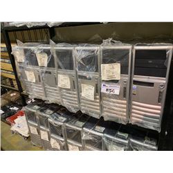 SHELF LOT OF 7 HP DESKTOP COMPUTERS