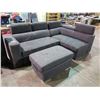 Image 1 : GREY STITCHED SECTIONAL SOFA WITH OTTOMAN