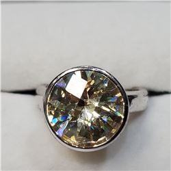 SILVER YELLOW CZ RING