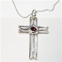 SILVER CZ CROSS 18" NECKLACE