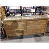 Image 1 : GLASS TOP WOOD 6 DRAWER DRESSER