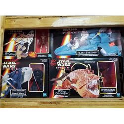 STAR WARS EPISODE I OPEE & QUI-GON JINN, SITH SPEEDER & DARTH MAUL, STAP & BATTLE DROID, FLASH