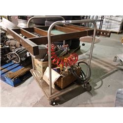 CART WITH ASSORTED CONTENT (AIR HOSES, TRAYS, SCREWS, ETC)