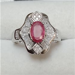 SILVER RUBY CRYSTAL CZ RING