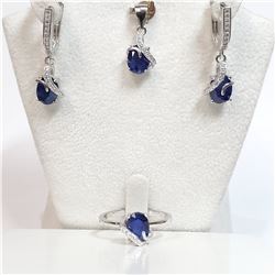 SILVER SAPPHIRE(6.4CT) CZ SET