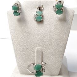 SILVER EMERALD(8CT) CZ SET