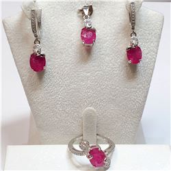 SILVER RUBY(10.4CT) CZ SET