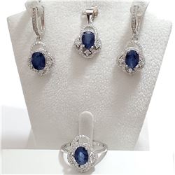 SILVER SAPPHIRE(6.4CT) CZ SET