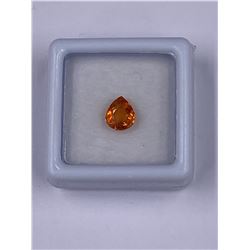 ORANGE SPESSARTITE GARNET 1.25CT, 7 X 6 X 3.3MM, COLOR ORANGE, SHAPE PEAR, CLARITY VS, LUSTER