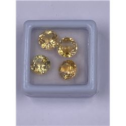 FLAWLESS CITRINE 7.40CT, 4PCS 9MM, BRILLIANT CUT, IDEAL LUSTER, READY FOR JEWELRY, UNTREATED AND