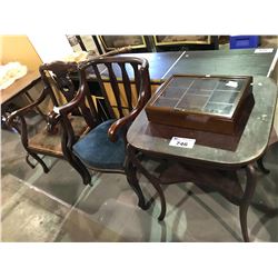 2 CHAIRS, TABLE & DISPLAY BOX