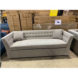 NEW GREY QUEEN SIZE PULL OUT SOFA WITH 2 MATCHING PILLOWS