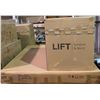 Image 2 : NEW IN BOX SMOKED SAPELE+APRICOT CARVER DINING TABLE RETAIL $1645 47"DIA X 30" H