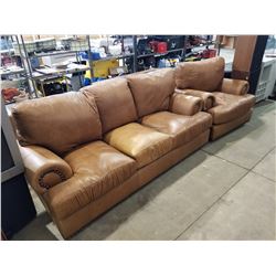 BROWN LEATHER CHAIR & SOFA