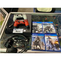 PLAYSTATION 4, 2 WIRELESS CONTROLLERS, WIRELESS HEADSET, 4 GAMES