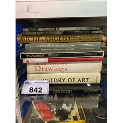 9 ASSORTED COFFEE TABLE BOOKS (ARTIST BOOKS INCLUDING PICASSO, VAN GOGH, MICHELANGELO, & MORE)