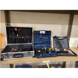 PASLODE NAIL GUN, MASTERCRAFT DRILL, & STORAGE BOX