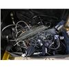 Image 2 : BIN WITH FAUX LEAVES & DESTINATION SUITCASE WITH CORDS, CHARGERS, PHONE HOLDERS, POWER BARS, & MORE