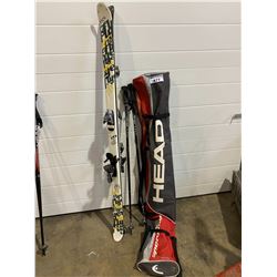 FLYER SKIS WITH POLES & CARRYING BAG