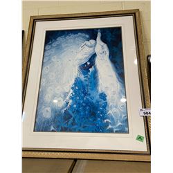 LARGE FRAMED PEACOCK PRINT