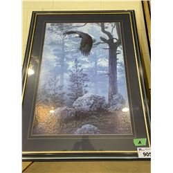 LARGE FRAMED BALD EAGLE PRINT BY SMITH '93