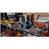 Image 2 : ASSORTED MISC ITEMS INCLUDING: CAR JACKS, ELECTRIC TOOLS, WIRING, LIGHTING, & MORE